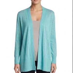 Investments Open Front Cardigan Small Knit Sweater Light Aqua